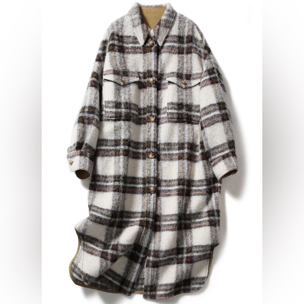 Rumere Oversized Tweed Wool Coat – Timeless Plaid, XS (Fits US 2-6) - Picture 4 of 15